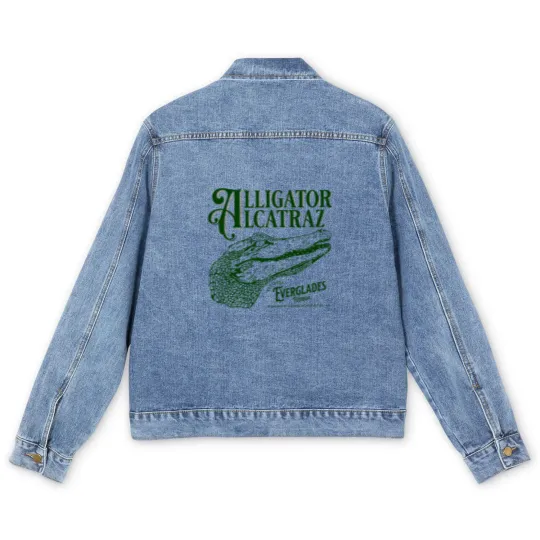 Discover Alligator Alcatraz Men's Denim Jackets, Everglades Florida Parody,  Swamp Humor Men's Denim Jackets, Dark Humor Men's Denim Jackets