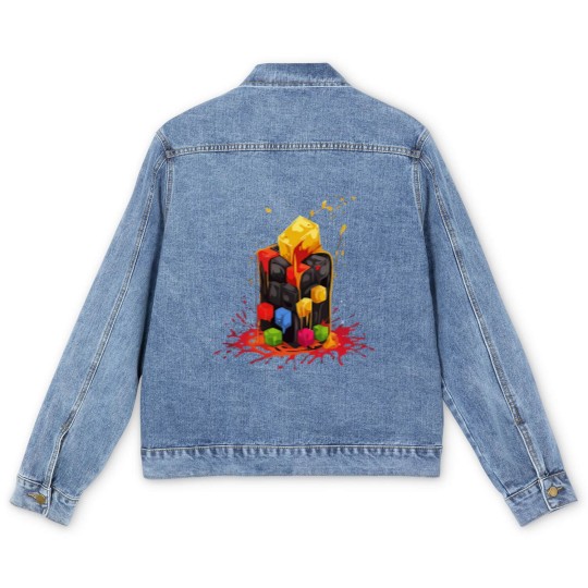 Discover Rainbow Abstraction melted rubix cube - Rainbow Abstraction Melted Rubix Cube - Men's Denim Jackets
