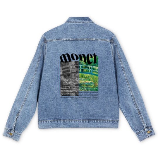 Discover Claude Monet Men's Denim Jackets, Minimalist Art, The Water-Lily Pond Men's Denim Jackets