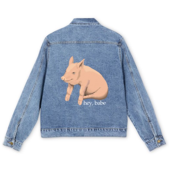 Discover Hey Babe Cute Pig Pun Men's Denim Jackets