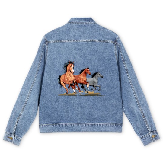 Discover Horses | Three Horses Men's Denim Jackets