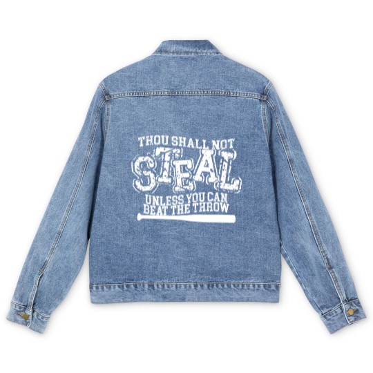 Discover Thou Shall Not Steal Unless You Can Beat The Throw Men's Denim Jackets, Baseball Men's Denim Jackets