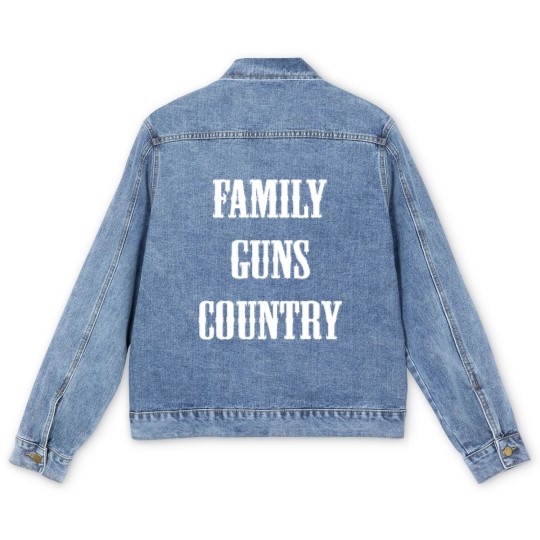 Discover Family, guns, country funny saying sarcast Men's Denim Jackets