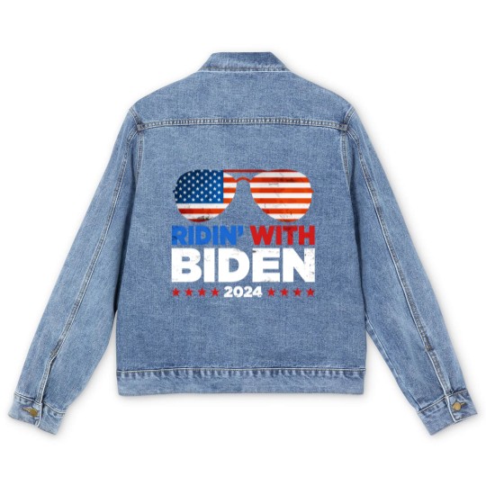 Discover Ridin' With Biden Joe Biden 2024 Election For Pres Men's Denim Jackets