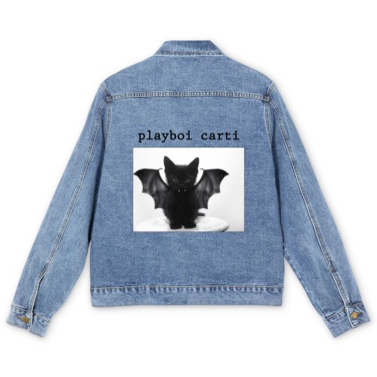Discover Playboi Carti Cat Men's Denim Jackets, Playboi Carti Meme Men's Denim Jackets