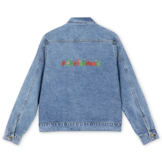 Discover Hashtag Christmas Men's Denim Jackets, Christmas Men's Denim Jackets Gift Men's Denim Jackets