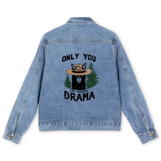 Discover Only You Can Avoid the Drama, Llama Smokey Parody, Llama Super Soft Men's Denim Jackets