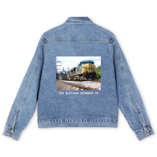 Discover CSX Railroad AC4400CW #6 With a Coal Train Black Men's Denim Jackets