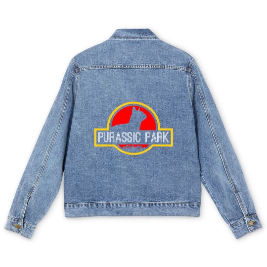 Discover purassic park cat funny t for dinosaur lovers Men's Denim Jackets