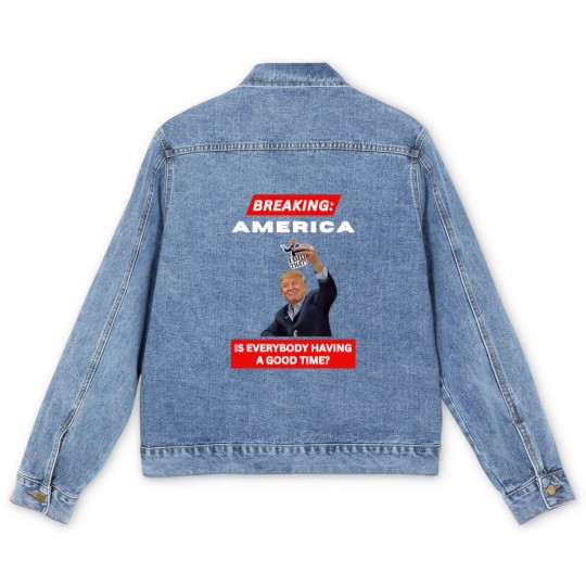 Discover BREAKING AMERICA Anti-Trump Tariffs HANDS OFF 2025 Protest Men's Denim Jackets