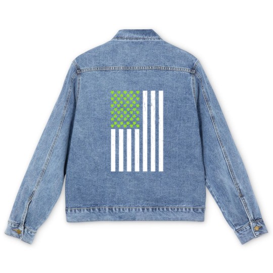 Discover Shamrock American Flag Men's Denim Jackets