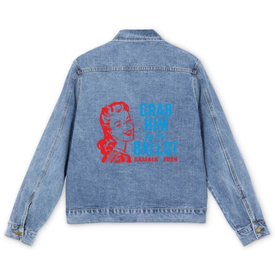 Discover Grab Him By The Ballot Kamala 2024 Funny Harris Election Men's Denim Jackets