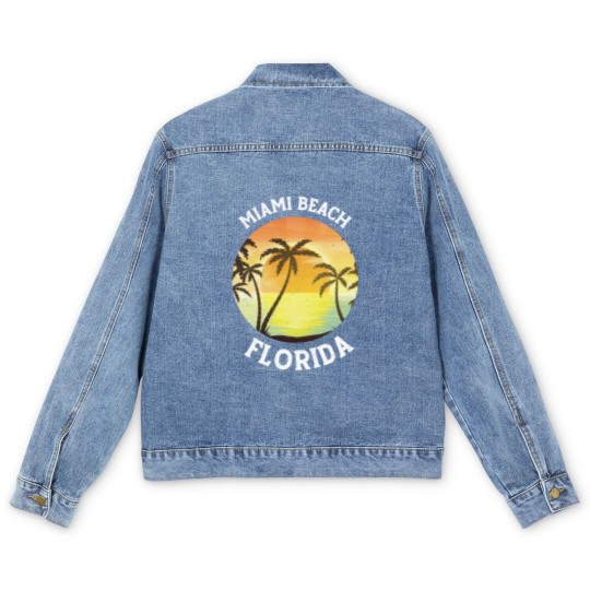 Discover Vintage Miami Beach Florida Retro 70s 80s Travel Men's Denim Jackets