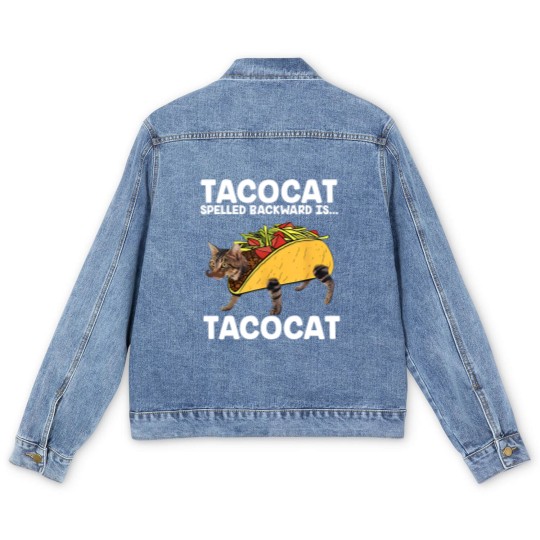 Discover Funny Taco Cat Vintage Men's Denim Jackets