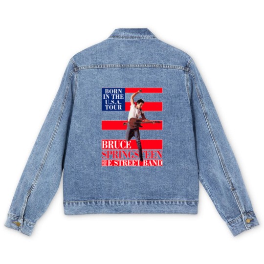 Discover Bruce Springsteen Born In Usa Tour Men's Denim Jackets, Bruce Springsteen Usa Flag Men's Denim Jackets