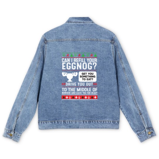 Discover Can I Refill Your Eggnog Family Christmas-Vacation Men's Denim Jackets