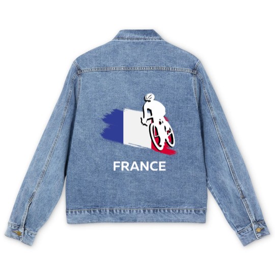 Discover France cycling Classic.png Men's Denim Jackets
