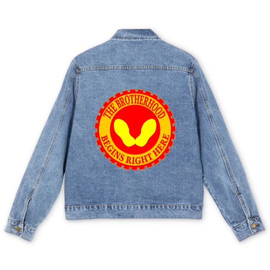 Discover The Brotherhood Begins Right Here Yellow Footprint Men's Denim Jackets