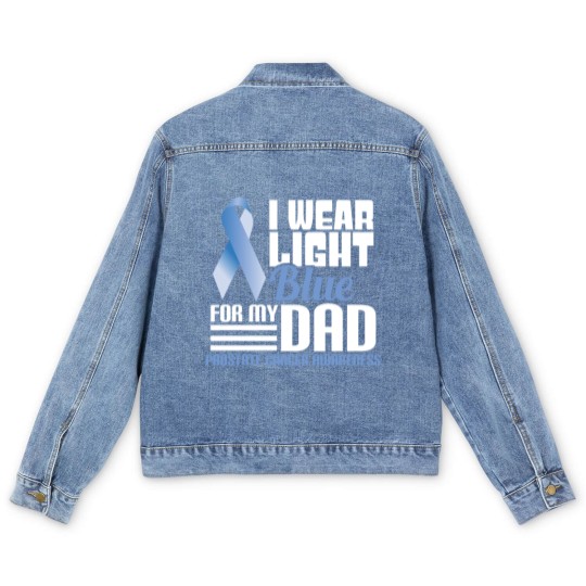 Discover I Wear Light Blue For Dad Men's Denim Jackets Prostate Cancer
