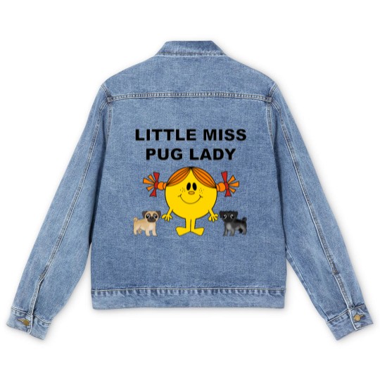 Discover Little Miss Pug Lady Cute Design Men's Denim Jackets