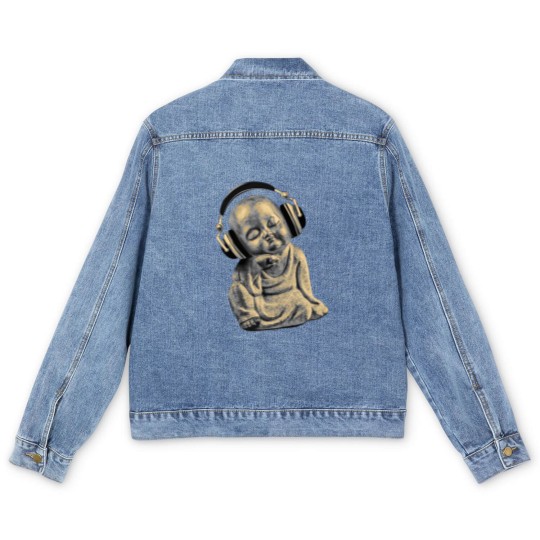 Discover Buddha Headphones Men's Denim Jackets Buddhist Monk DJ Men's Denim Jackets