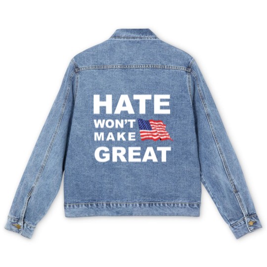 Discover Hate Won't Make US Great Men's Woman's Classic Ame Men's Denim Jackets