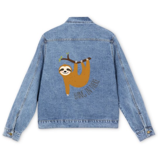 Discover Adorable sloth hang in there quot Men's Denim Jackets