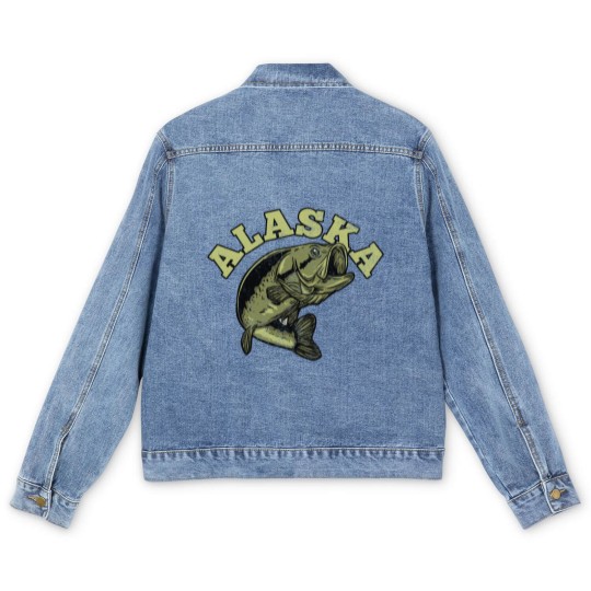 Discover Alaska USA State Travel Souvenir Funny Fishing Men's Denim Jackets