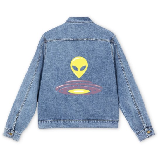 Discover Alien UFO motif alien head saucer design Men's Denim Jackets