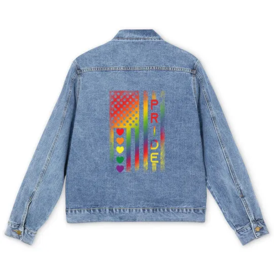 Discover Pride American Flag Men's Denim Jackets