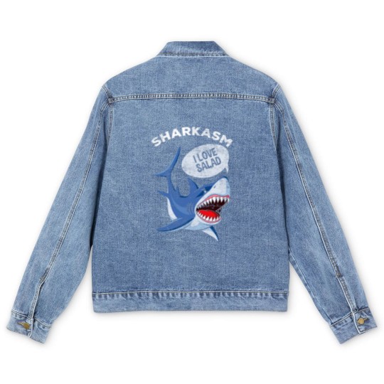 Discover Sarcastic Shark Humor Meat Lover Marine Biology Men's Denim Jackets
