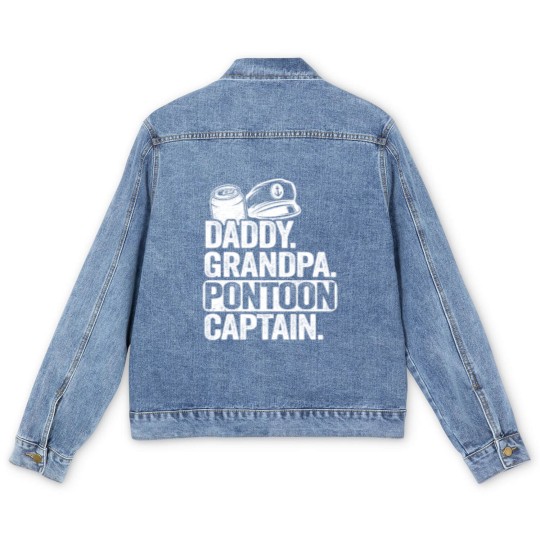 Discover Daddy Grandpa Pontoon Captain Funny Pontoon Men's Denim Jackets