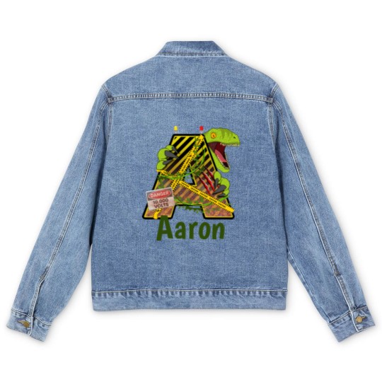 Discover Jurassic Alphabet | Initial Letter Custom Name | A Men's Denim Jackets