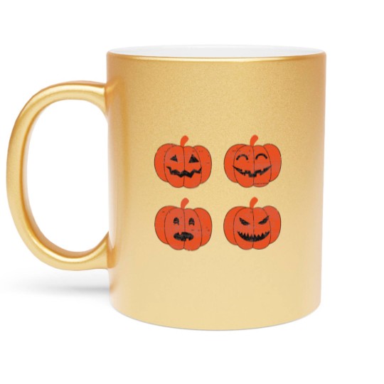 Discover Vintage Look Jack-O-Lantern Pumpkin Halloween Metallic Mugs