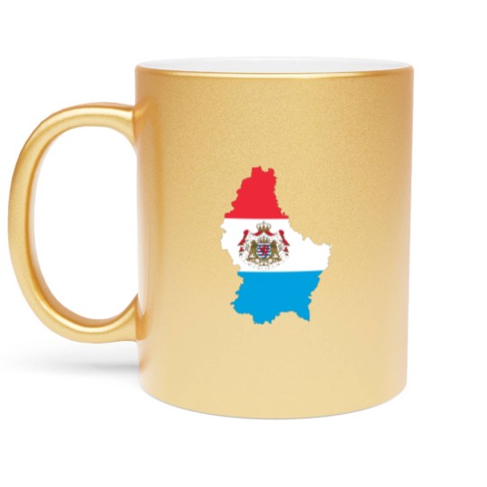 Discover Luxembourg Map Flag With Stroke And Coat Of Arms Metallic Mugs