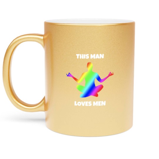 Discover This Man loves Men rainbow colors gay men Metallic Mugs