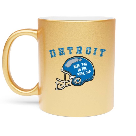 Discover Detroit Michigan Michigander Sunday Lion Kneecap Bite Fans Metallic Mugs