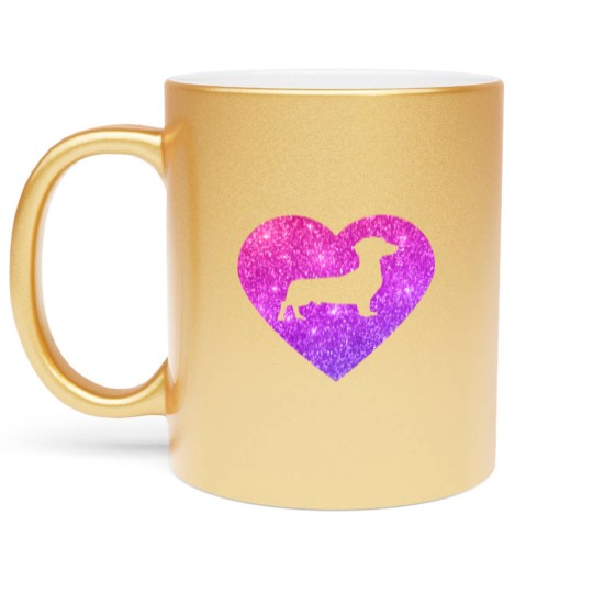 Discover Cute Dachshund Wiener Dog Heart Gift For Girls And Metallic Mugs