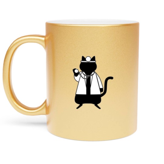 Discover Funny Doctor Cat Vet Physician Trainee Animal Metallic Mugs