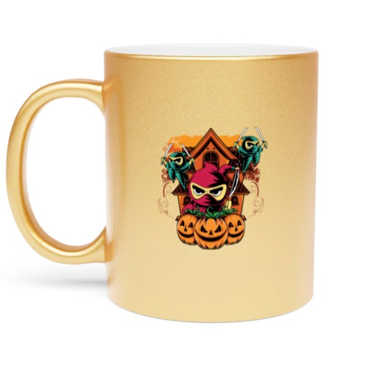 Discover Halloween Ninja Costume Pumpkin Cute Ninja Kids Metallic Mugs