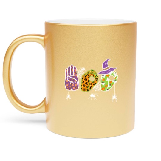 Discover Boo American Sign Language Pride ASL Halloween Metallic Mugs