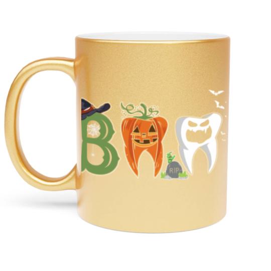 Discover Boo Dentist Pumpkin Costume Dental Assistant Halloween Metallic Mugs