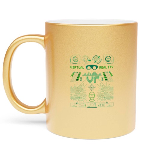 Discover Virtual Reality VR Retro Gamers Metallic Mugs