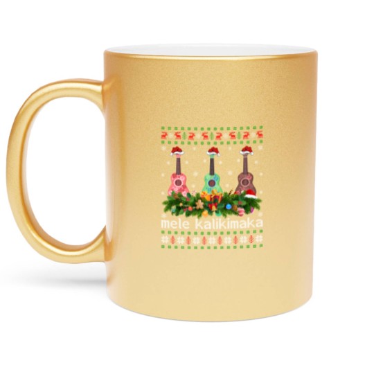 Discover Mele Kalikimaka Ukulele Guitar  Metallic Mugs