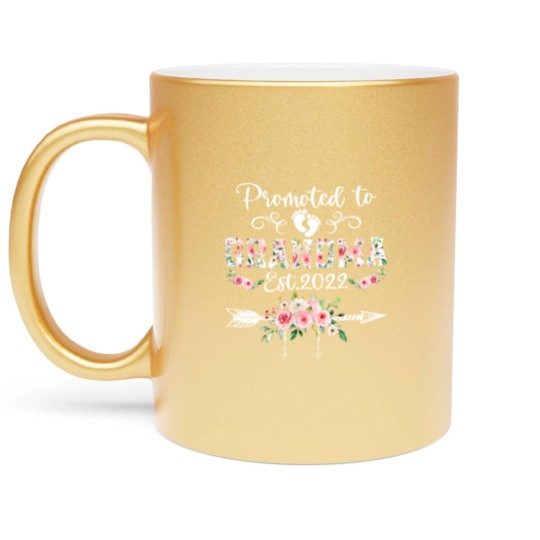 Discover Promoted To Grandma Floral Leveled Up To Grandma Metallic Mugs