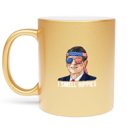 Discover Reagan Ronald Metallic Mugs Conservative President I Smell Hippies Metallic Mugs