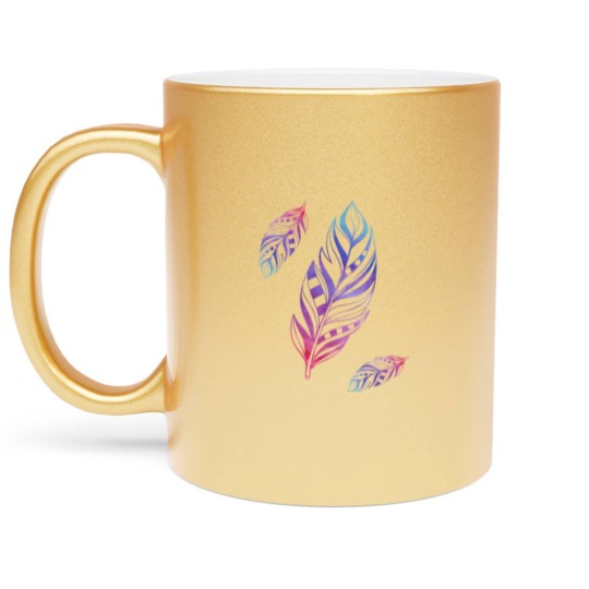 Discover Colorful Feathers Indian Heritage Native American Metallic Mugs