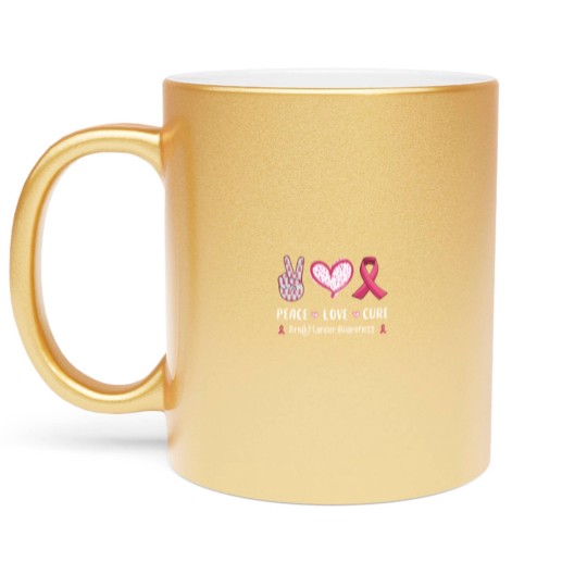 Discover Peace Love Cure Breast Cancer Awareness Metallic Mugs