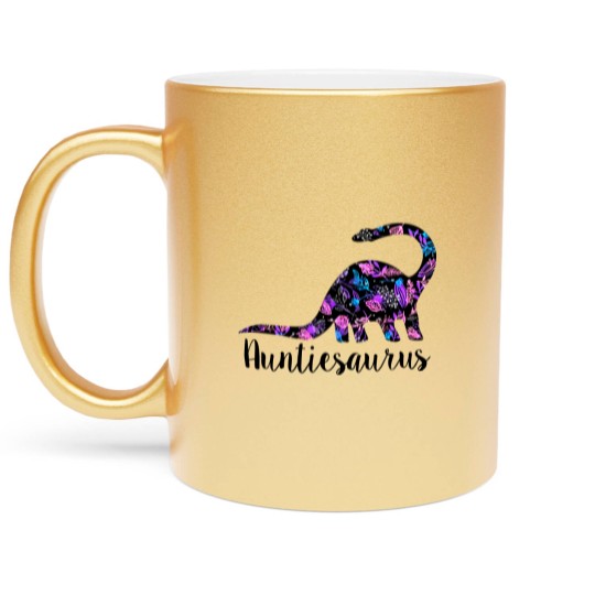 Discover Womens Auntiesaurus Metallic Mugs Funny Kids Gift for Aunt Cute Graphic Dinosaur Top