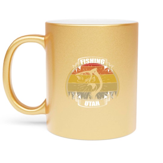 Discover Vintage Sunset Trees Fishing Utah Metallic Mugs